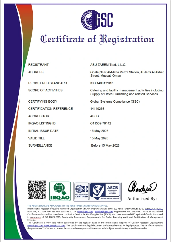 ISO 14001 Furnisher Abu Zaeem